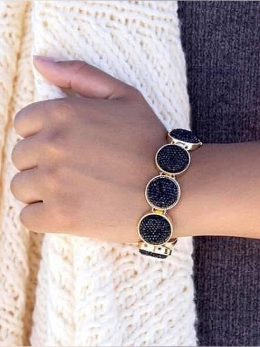 NEW Black & Gold Druzy Alondra Bracelet Plunder
